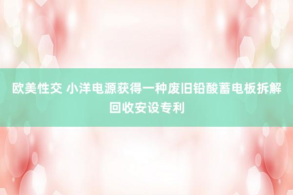 欧美性交 小洋电源获得一种废旧铅酸蓄电板拆解回收安设专利
