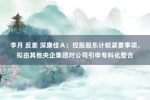 李月 反差 深康佳Ａ：控股股东计较紧要事项，拟由其他央企集团对公司引申专科化整合