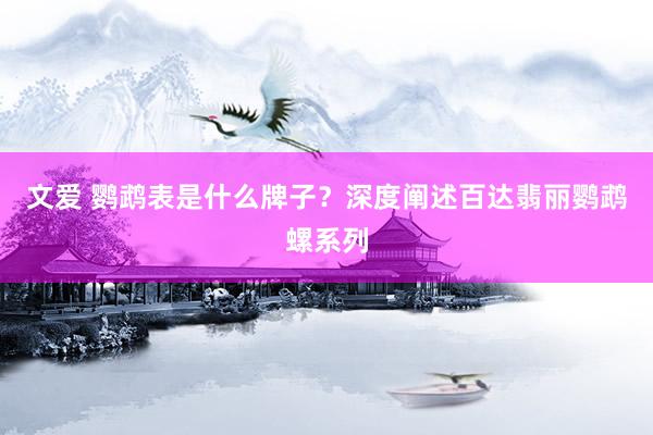 文爱 鹦鹉表是什么牌子？深度阐述百达翡丽鹦鹉螺系列