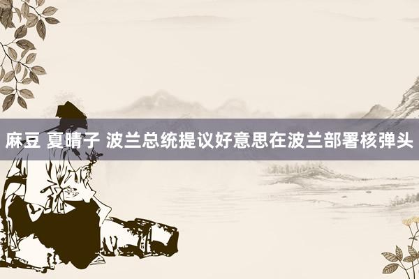 麻豆 夏晴子 波兰总统提议好意思在波兰部署核弹头