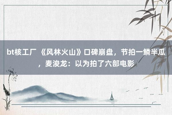 bt核工厂 《风林火山》口碑崩盘，节拍一鳞半瓜，麦浚龙：以为拍了六部电影